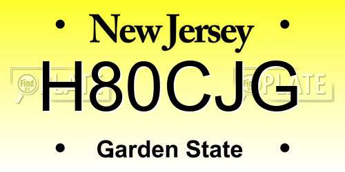 H80CJG New Jersey License Plate