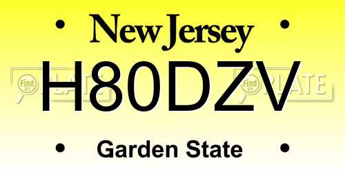 H80DZV New Jersey License Plate