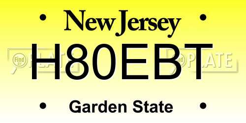 H80EBT New Jersey License Plate