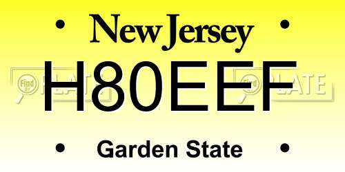 H80EEF New Jersey License Plate