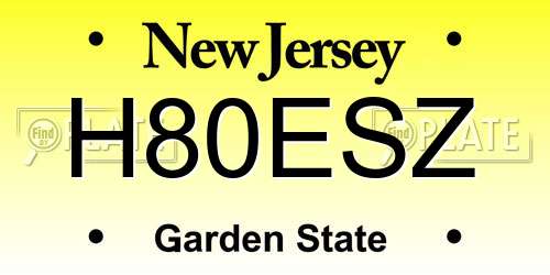 H80ESZ New Jersey License Plate