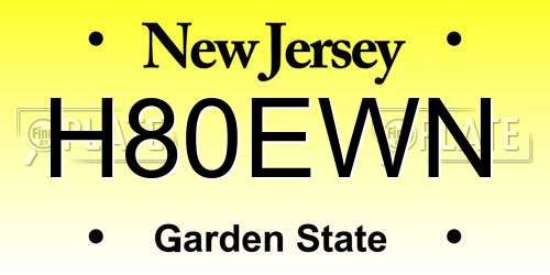 H80EWN New Jersey License Plate