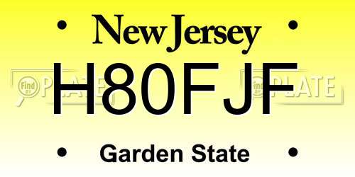 H80FJF New Jersey License Plate