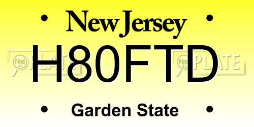 H80FTD New Jersey License Plate