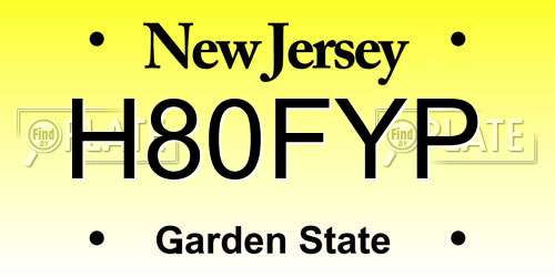 H80FYP New Jersey License Plate