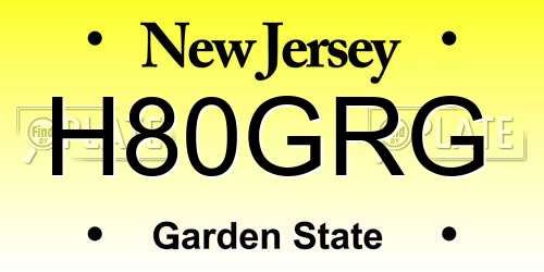 H80GRG New Jersey License Plate