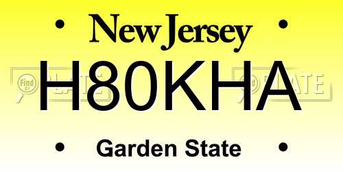 H80KHA New Jersey License Plate
