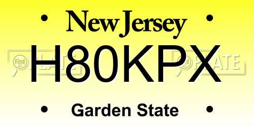 H80KPX New Jersey License Plate