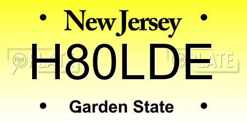 H80LDE New Jersey License Plate