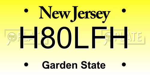 H80LFH New Jersey License Plate