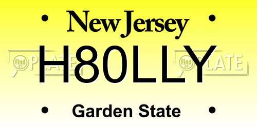 H80LLY New Jersey License Plate