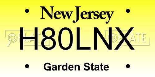 H80LNX New Jersey License Plate