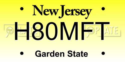H80MFT New Jersey License Plate