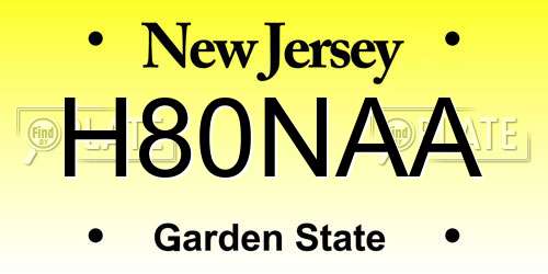 H80NAA New Jersey License Plate