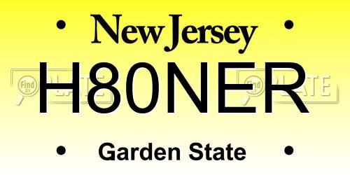 H80NER New Jersey License Plate