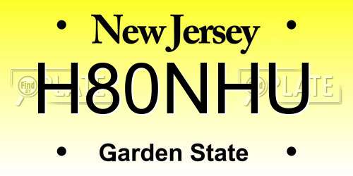 H80NHU New Jersey License Plate