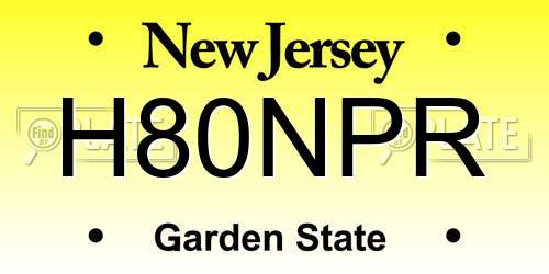 H80NPR New Jersey License Plate