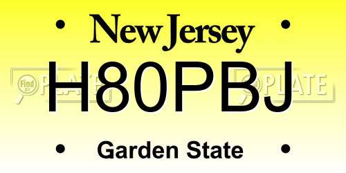 H80PBJ New Jersey License Plate