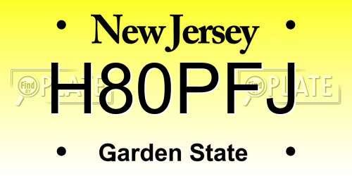 H80PFJ New Jersey License Plate