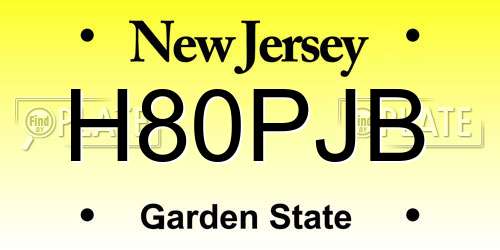 H80PJB New Jersey License Plate