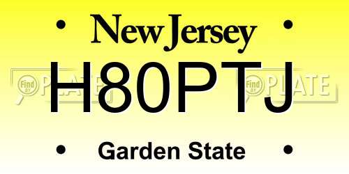 H80PTJ New Jersey License Plate