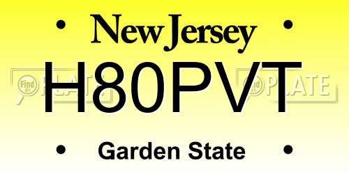 H80PVT New Jersey License Plate