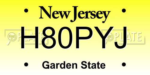 H80PYJ New Jersey License Plate