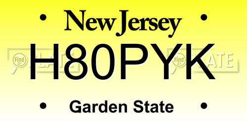 H80PYK New Jersey License Plate