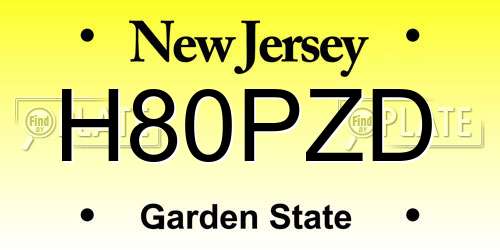 H80PZD New Jersey License Plate