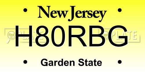 H80RBG New Jersey License Plate