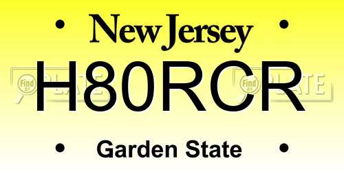 H80RCR New Jersey License Plate