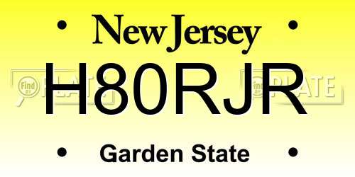 H80RJR New Jersey License Plate