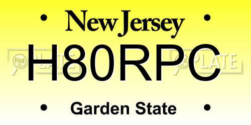 H80RPC New Jersey License Plate