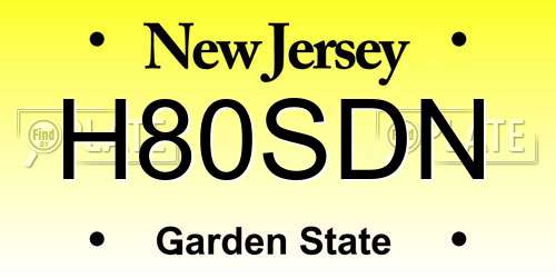 H80SDN New Jersey License Plate