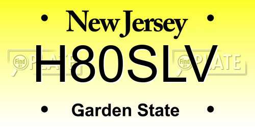 H80SLV New Jersey License Plate