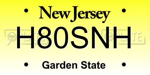 H80SNH New Jersey License Plate