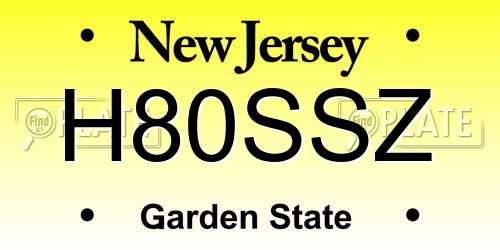 H80SSZ New Jersey License Plate
