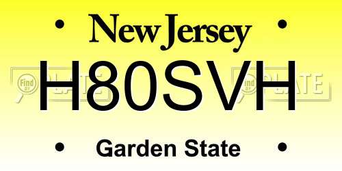 H80SVH New Jersey License Plate
