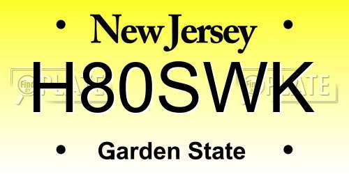 H80SWK New Jersey License Plate