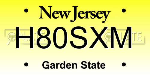 H80SXM New Jersey License Plate