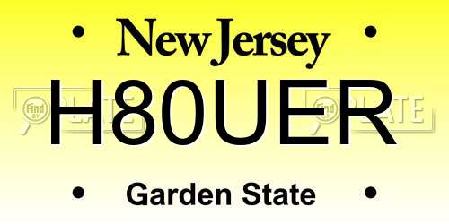H80UER New Jersey License Plate
