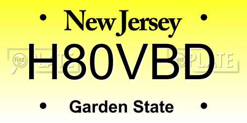 H80VBD New Jersey License Plate