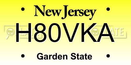 H80VKA New Jersey License Plate