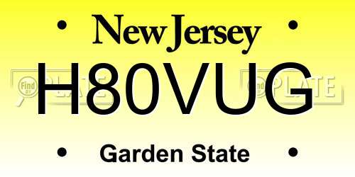 H80VUG New Jersey License Plate