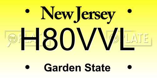 H80VVL New Jersey License Plate