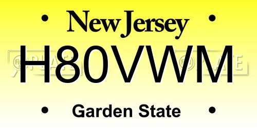 H80VWM New Jersey License Plate
