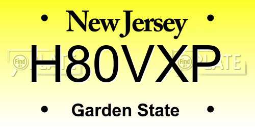 H80VXP New Jersey License Plate