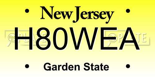 H80WEA New Jersey License Plate
