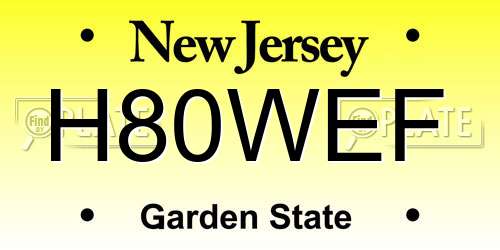 H80WEF New Jersey License Plate