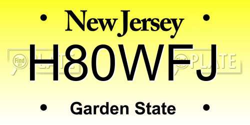 H80WFJ New Jersey License Plate